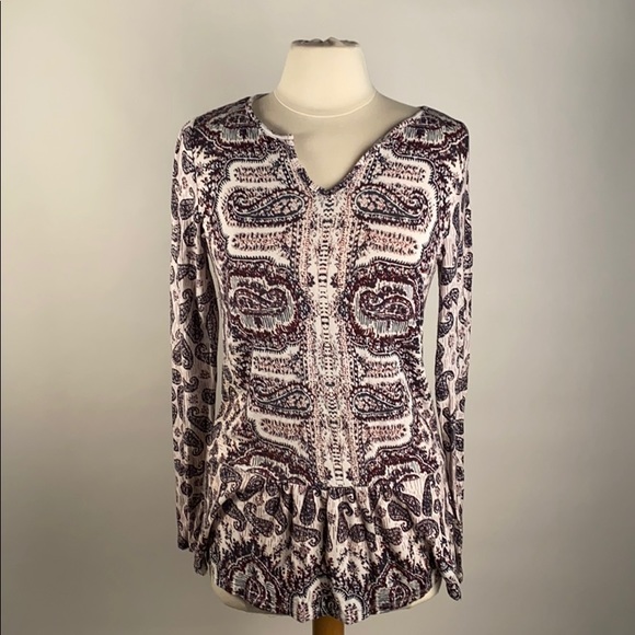 Red, white and blue Paisley print Dalia top - Picture 1 of 8